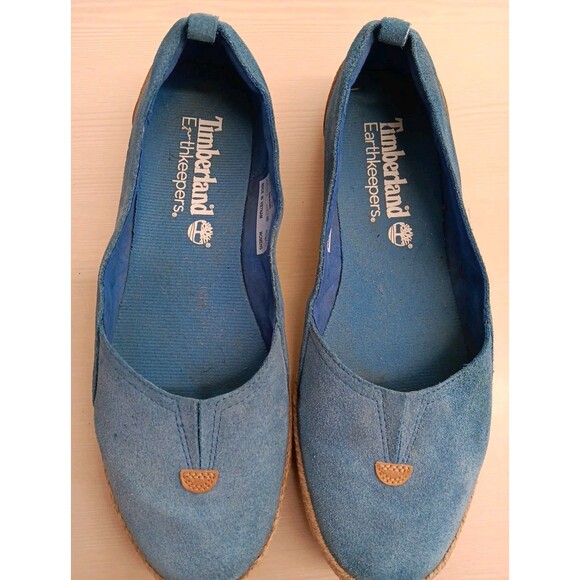 TIMBERLAND Earthkeepers Espadrilles Women 9.5 Blue Suede Flats Slip On - Picture 7 of 8